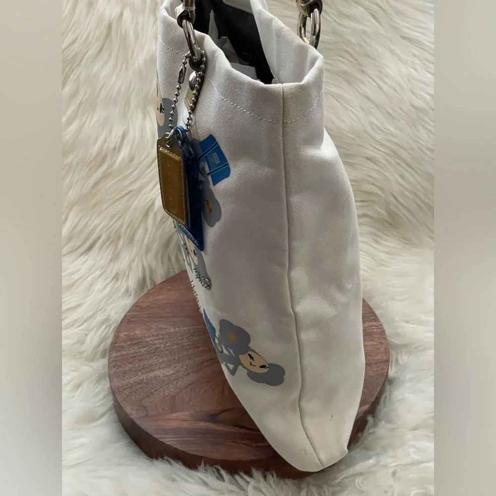 COACH Poppy Chan SILVER Canvas Tote Bag w/Two Hang Tags - Picture 7 of 16